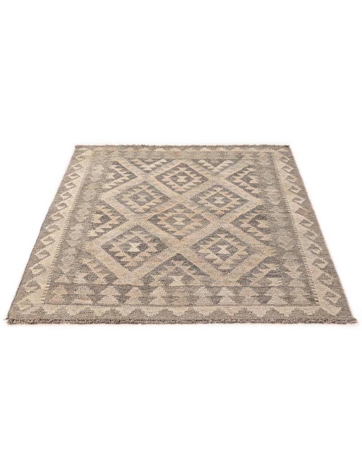 Detail image of  3' 6 x 4' 9  Hand Woven Kilim Maymana Wool Rug