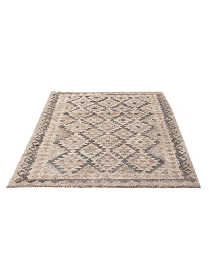 Detail image of  4' x 5' 10  Hand Woven Kilim Maymana Wool Rug