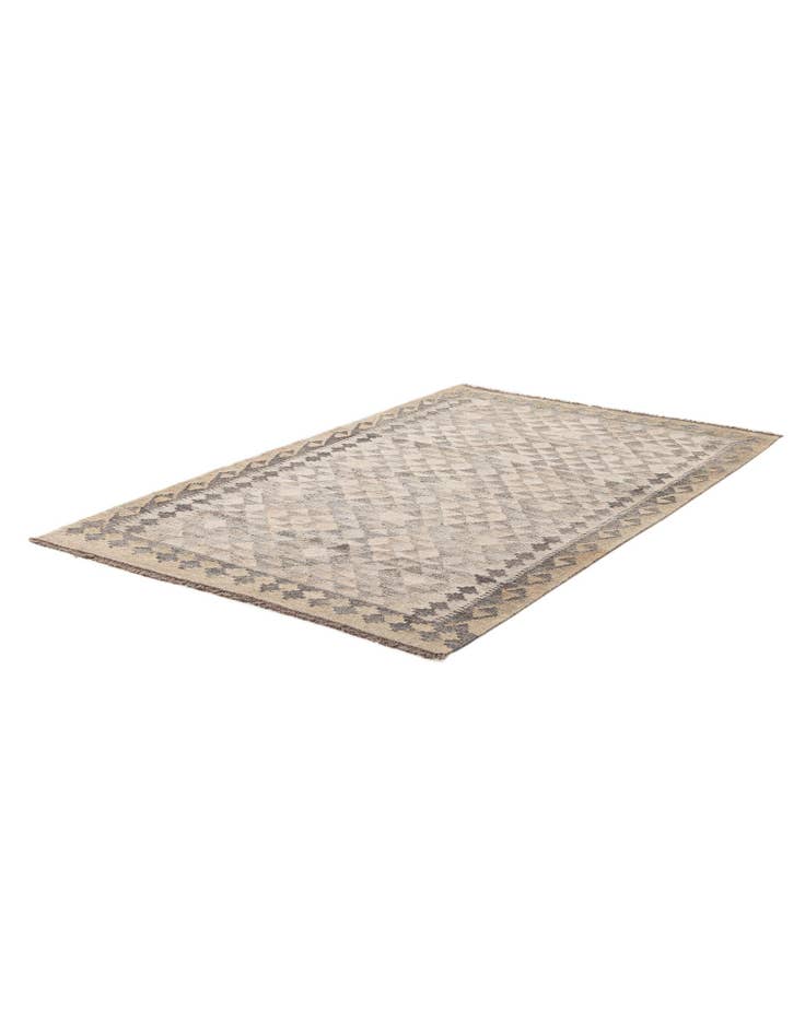 Detail image of  3' 11 x 6'  Hand Woven Kilim Maymana Wool Rug