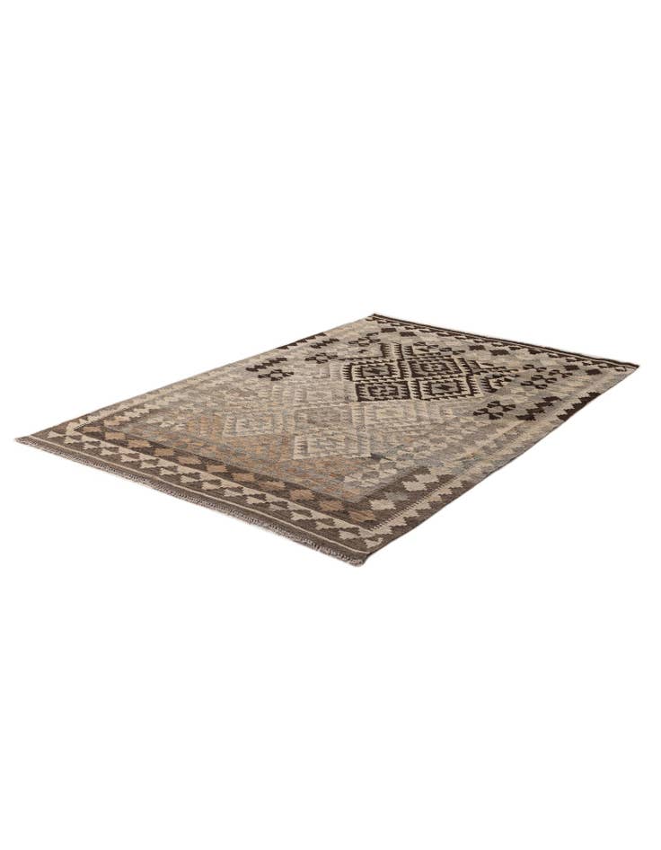 Detail image of  4' 1 x 6' 1  Hand Woven Kilim Maymana Wool Rug