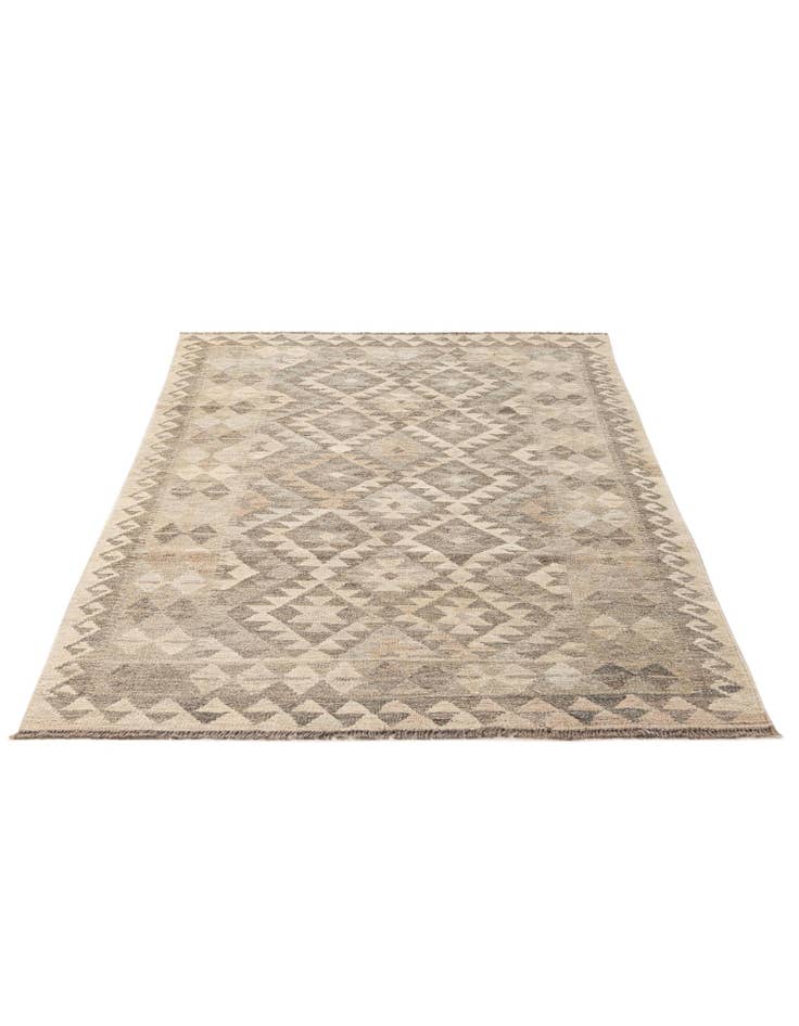 Detail image of  3' 10 x 6' 4  Hand Woven Kilim Maymana Wool Rug