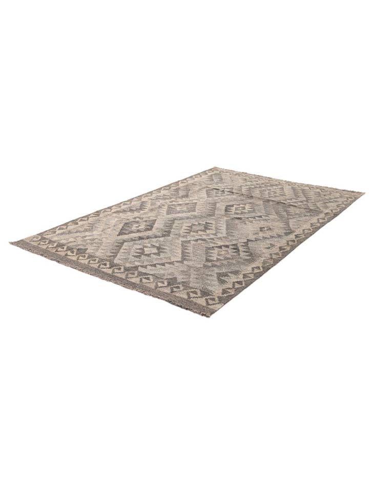 Detail image of  4' 1 x 6' 3  Hand Woven Kilim Maymana Wool Rug