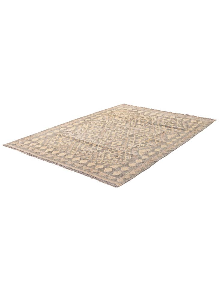 Detail image of  4' 3 x 5' 9  Hand Woven Kilim Maymana Wool Rug