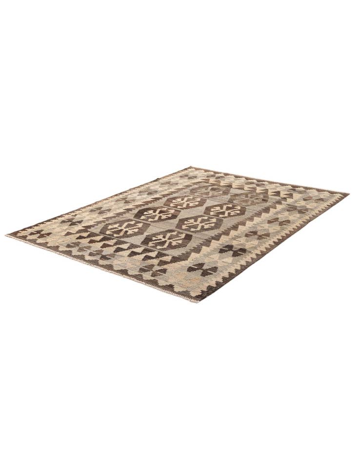 Detail image of  4' 4 x 6'  Hand Woven Kilim Maymana Wool Rug