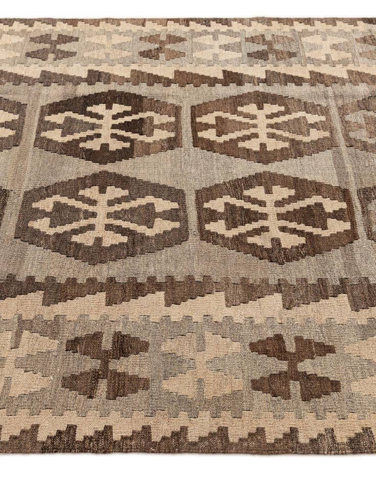 Detail image of  4' 4 x 6'  Hand Woven Kilim Maymana Wool Rug