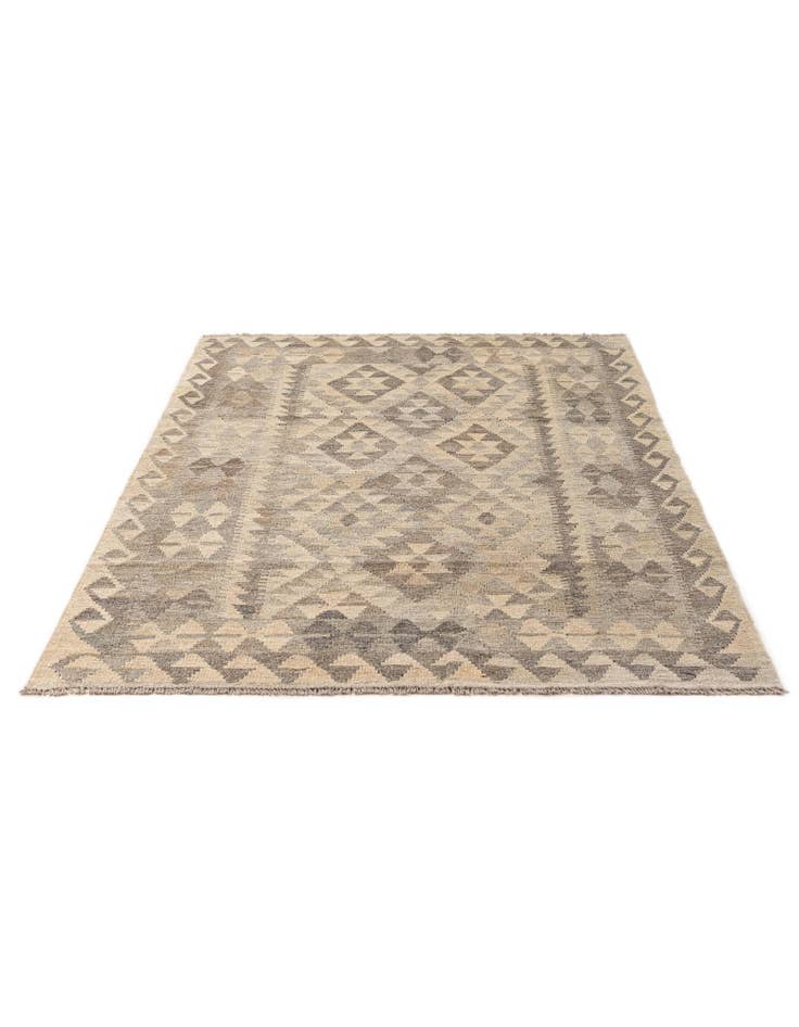 Detail image of  4' 1 x 6' 2  Hand Woven Kilim Maymana Wool Rug