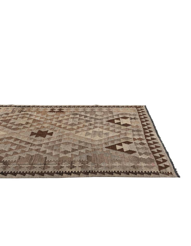 Detail image of  4' 1 x 6' 2  Hand Woven Kilim Maymana Wool Rug