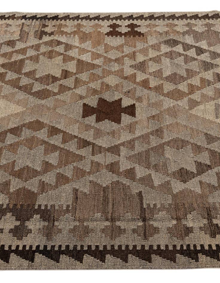 Detail image of  4' 1 x 6' 2  Hand Woven Kilim Maymana Wool Rug
