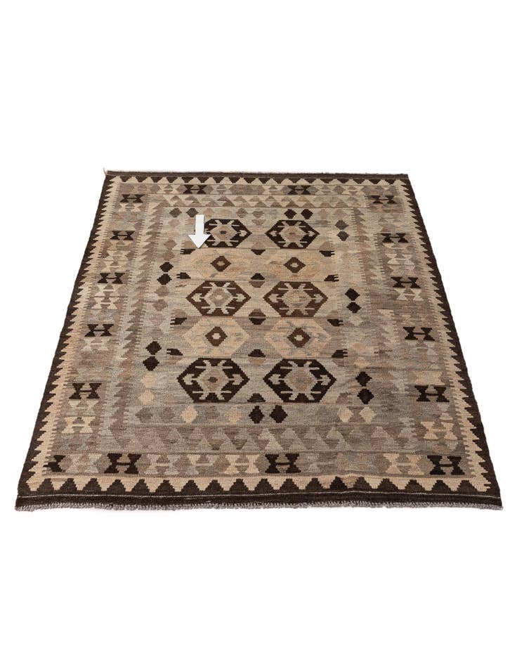 Detail image of  4' 4 x 6' 1  Hand Woven Kilim Maymana Wool Rug