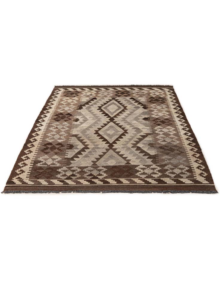 Detail image of  4' 4 x 6' 6  Hand Woven Kilim Maymana Wool Rug