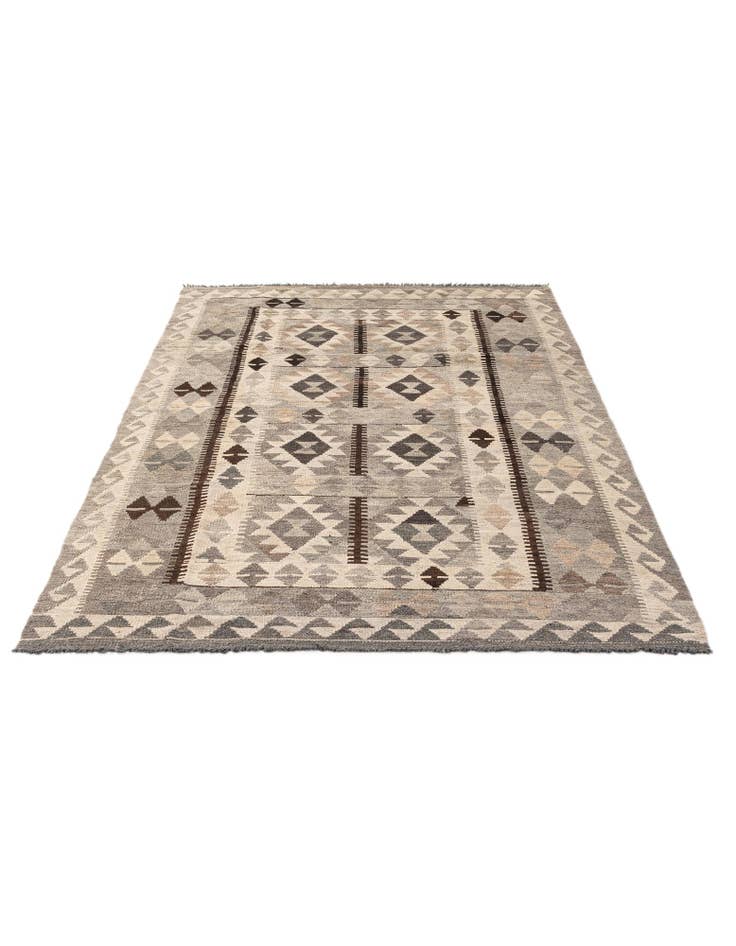 Detail image of  4' 3 x 7'  Hand Woven Kilim Maymana Wool Rug