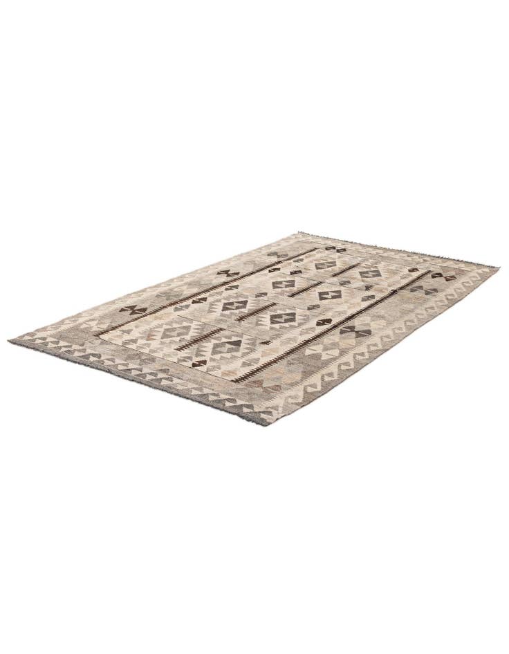 Detail image of  4' 3 x 7'  Hand Woven Kilim Maymana Wool Rug