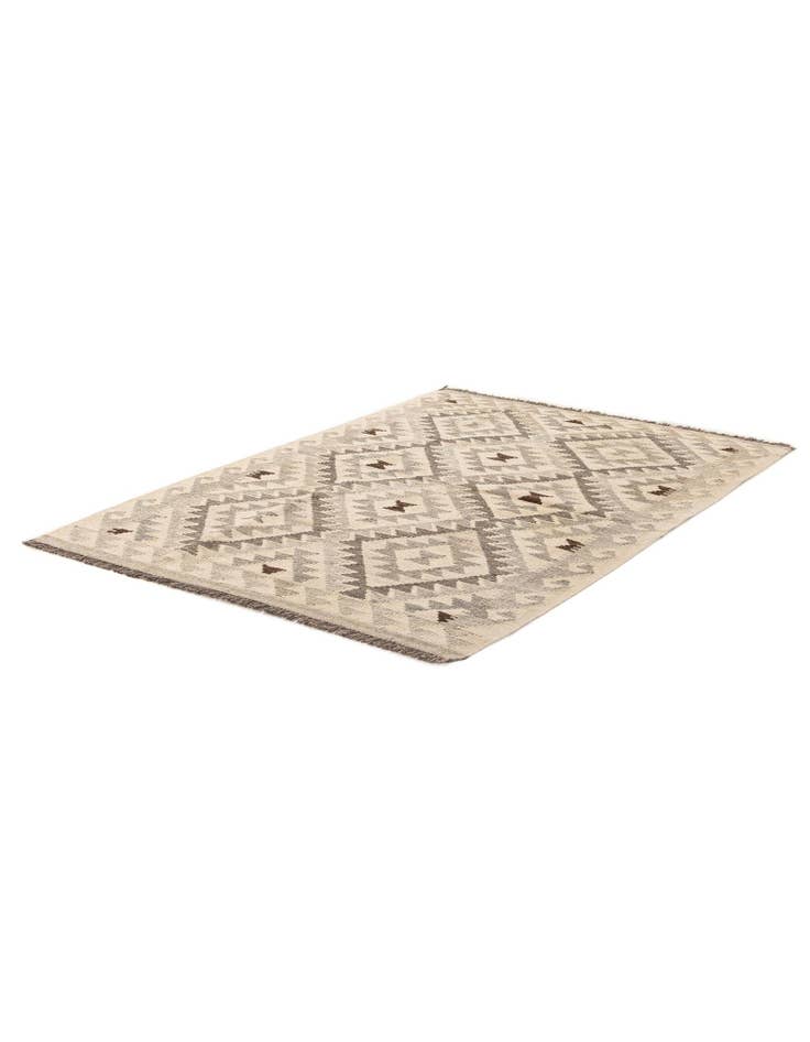 Detail image of  3' 5 x 4' 10  Hand Woven Kilim Maymana Wool Rug