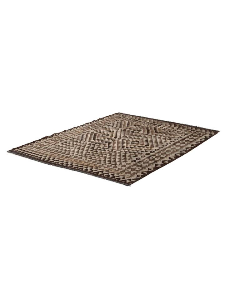 Detail image of  4' 6 x 5' 10  Hand Woven Kilim Maymana Wool Rug