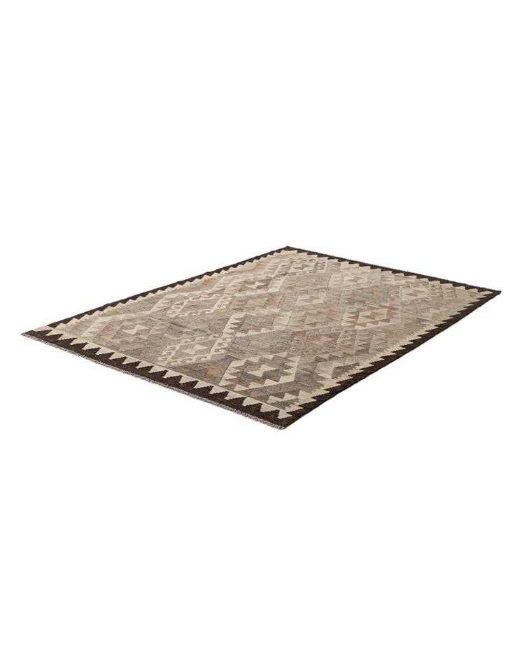 Detail image of  4' 5 x 6' 1  Hand Woven Kilim Maymana Wool Rug