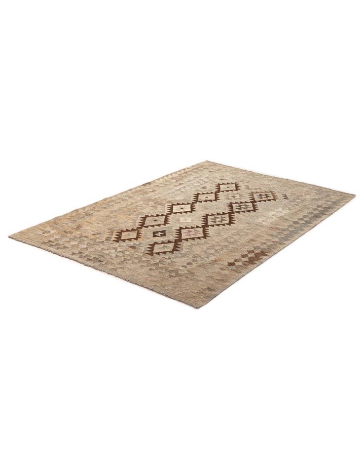 Detail image of  4' 5 x 6' 3  Hand Woven Kilim Maymana Wool Rug