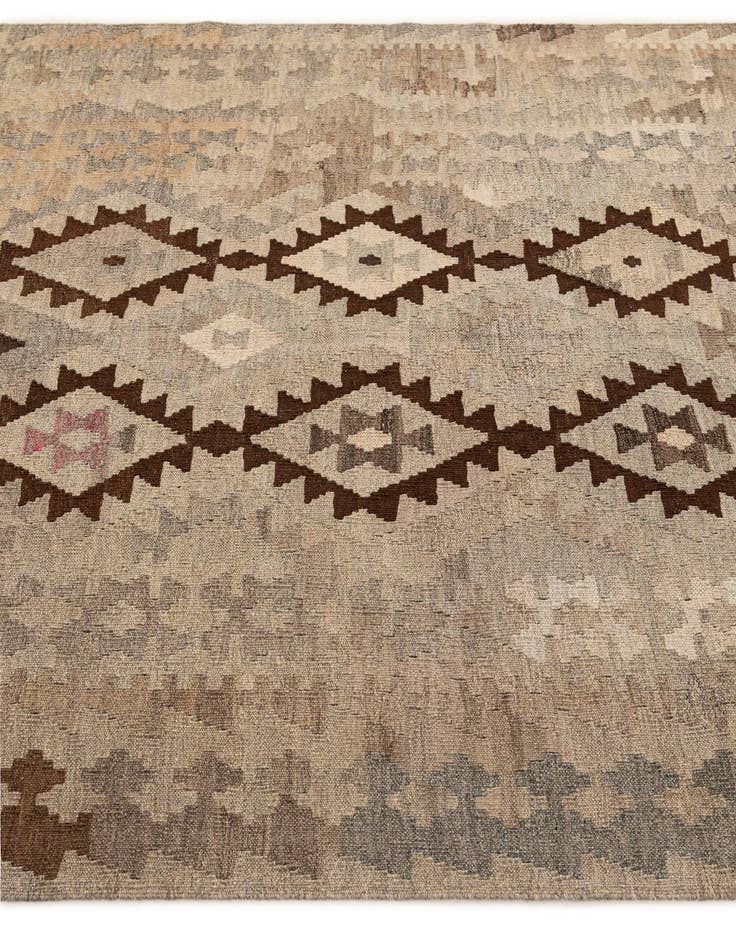 Detail image of  4' 5 x 6' 3  Hand Woven Kilim Maymana Wool Rug