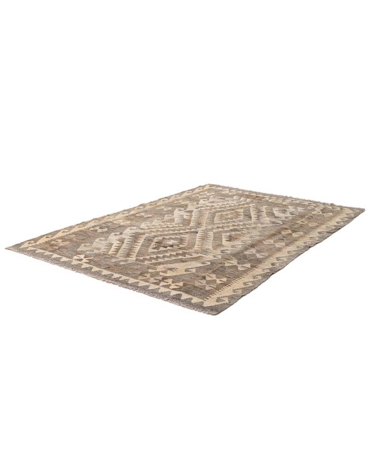 Detail image of  4' 5 x 6' 2  Hand Woven Kilim Maymana Wool Rug