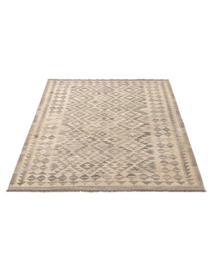 Detail image of  4' 8 x 6' 5  Hand Woven Kilim Maymana Wool Rug