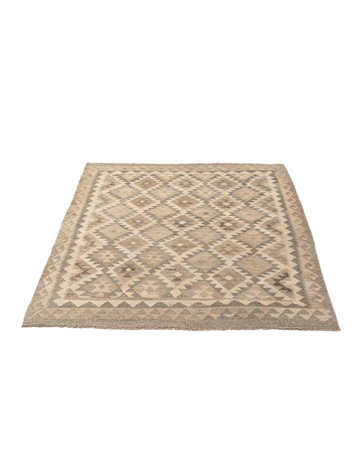 Detail image of  5' x 6' 7  Hand Woven Kilim Maymana Wool Rug