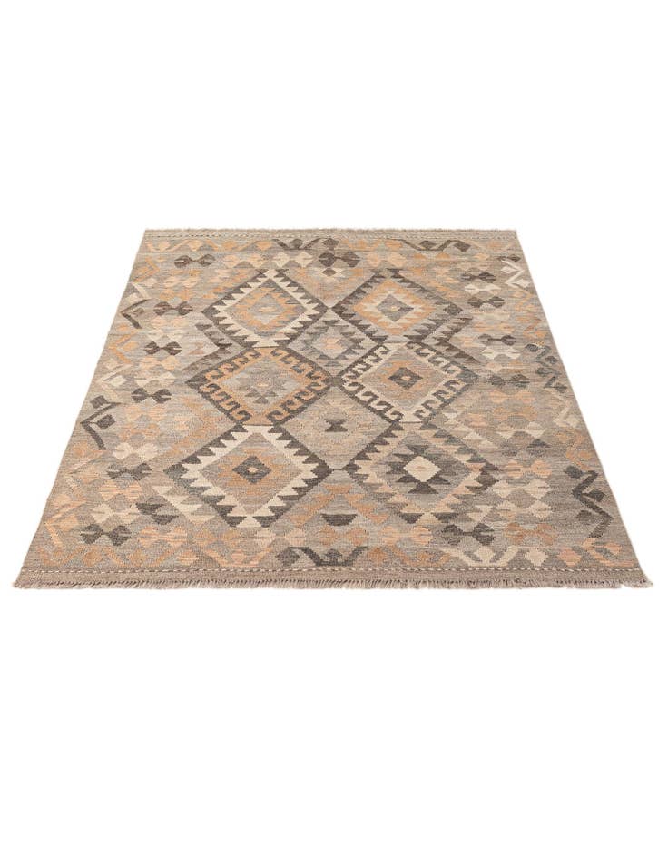 Detail image of  4' 10 x 6' 4  Hand Woven Kilim Maymana Wool Rug