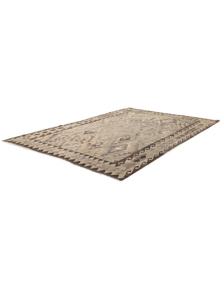 Detail image of  6' 7 x 9' 9  Hand Woven Kilim Maymana Wool Rug