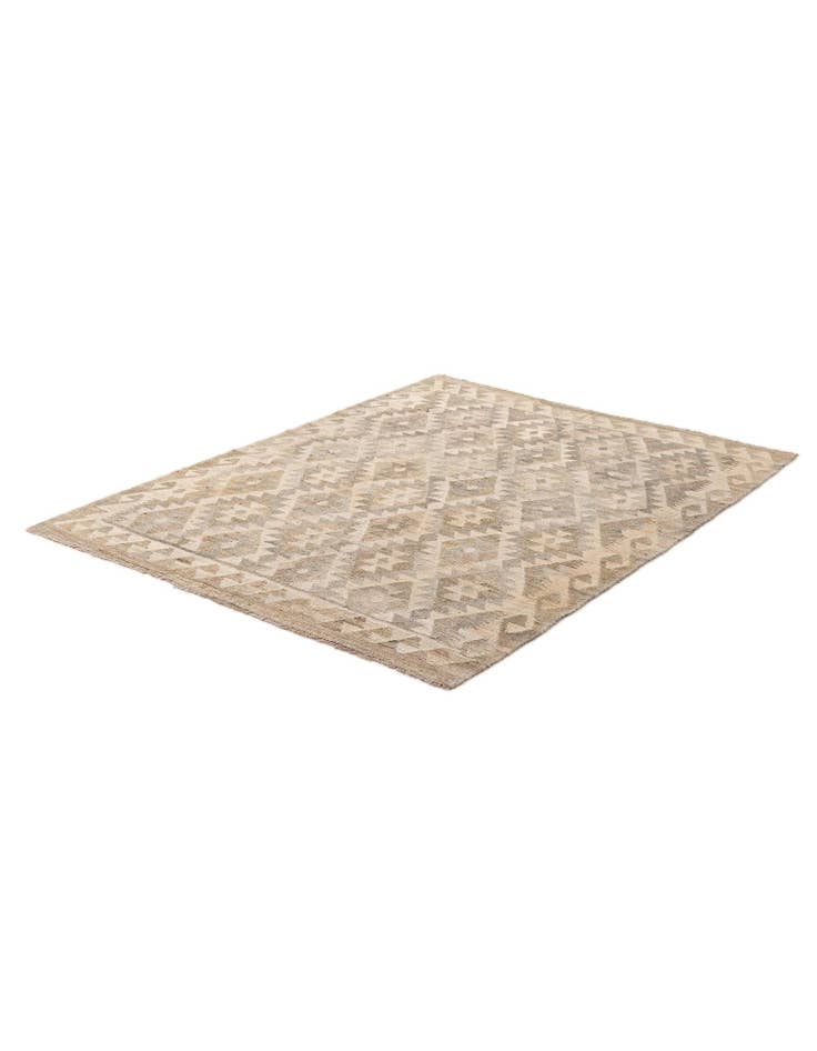 Detail image of  5' 1 x 6' 5  Hand Woven Kilim Maymana Wool Rug