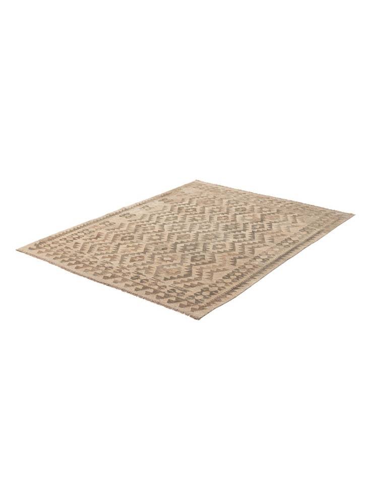 Detail image of  4' 10 x 6' 6  Hand Woven Kilim Maymana Wool Rug