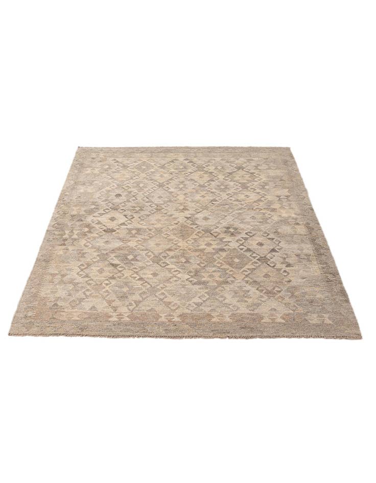 Detail image of  5' x 6' 8  Hand Woven Kilim Maymana Wool Rug