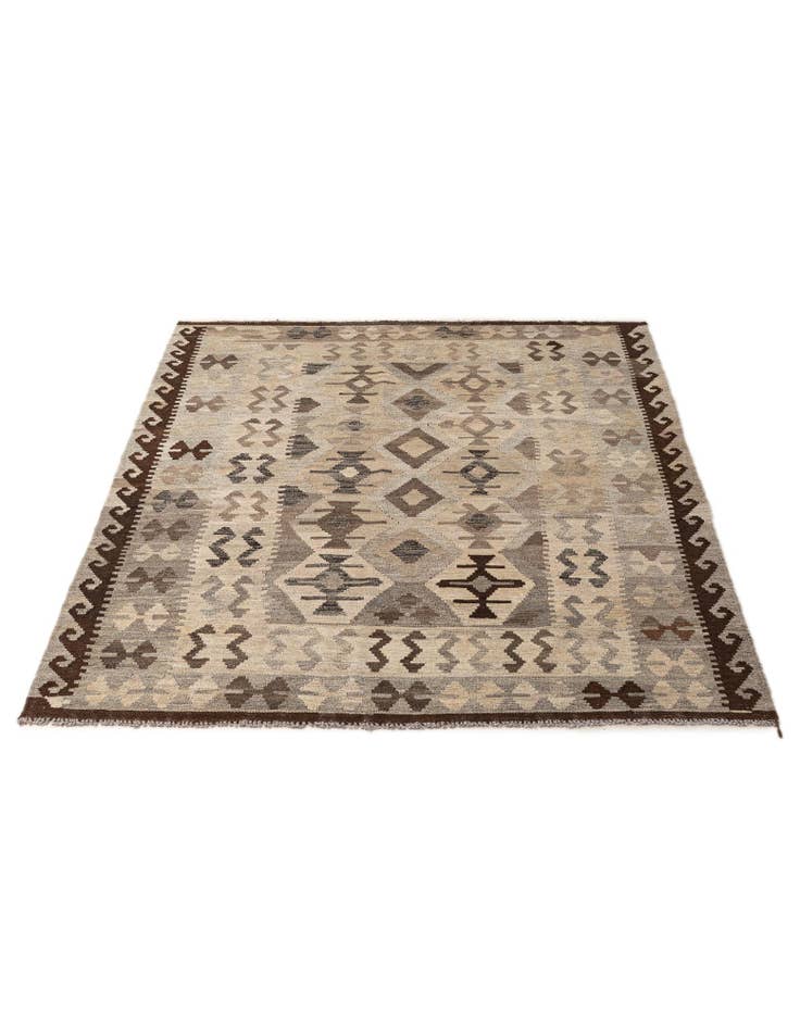 Detail image of  5' x 6' 6  Hand Woven Kilim Maymana Wool Rug