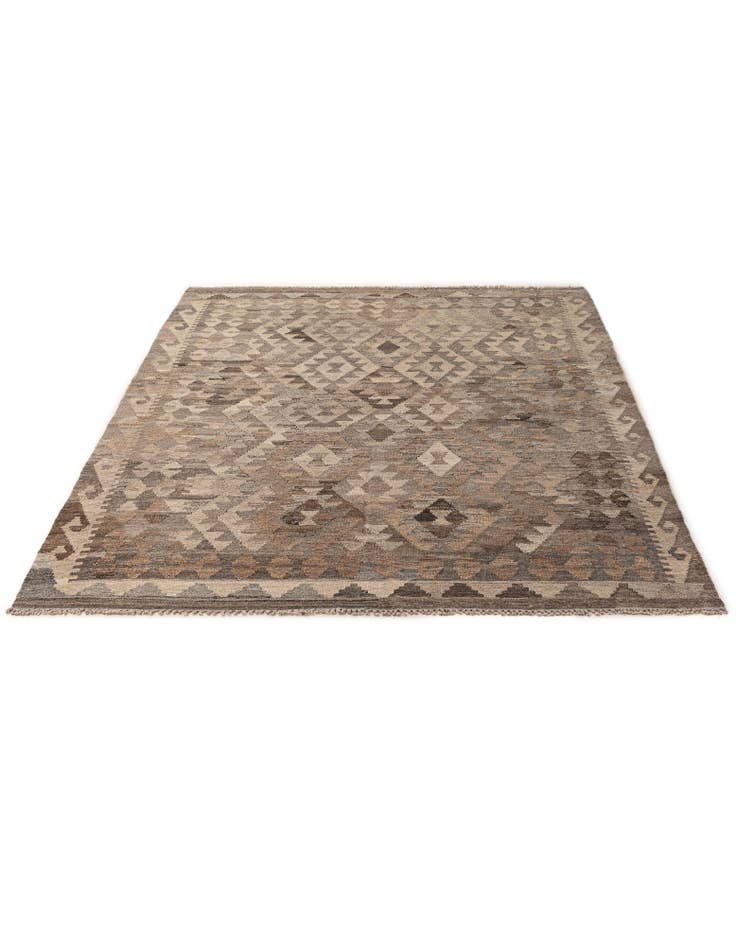 Detail image of  5' x 6' 7  Hand Woven Kilim Maymana Wool Rug