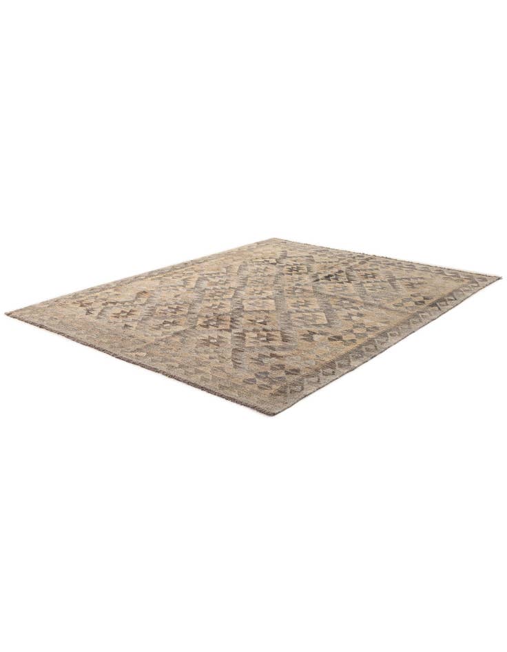 Detail image of  5' 1 x 6' 6  Hand Woven Kilim Maymana Wool Rug