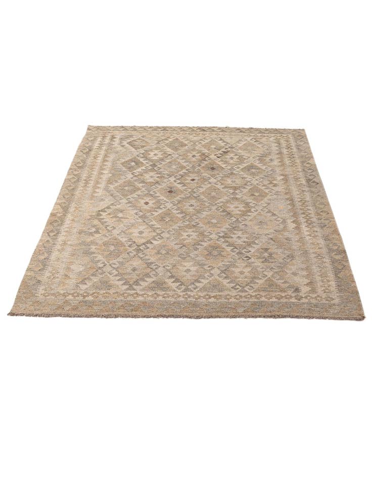 Detail image of  5' 1 x 6' 10  Hand Woven Kilim Maymana Wool Rug