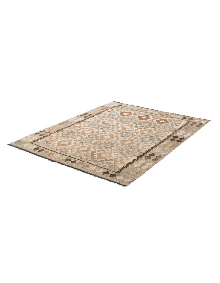 Detail image of  5' 2 x 6' 8  Hand Woven Kilim Maymana Wool Rug