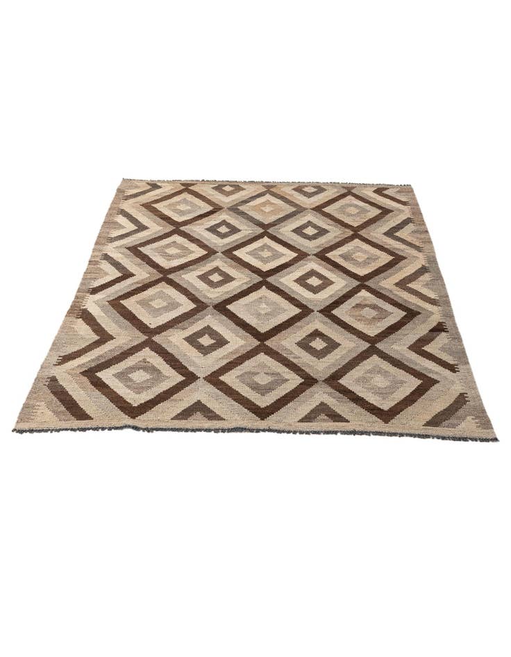 Detail image of  5' x 6' 7  Hand Woven Kilim Maymana Wool Rug