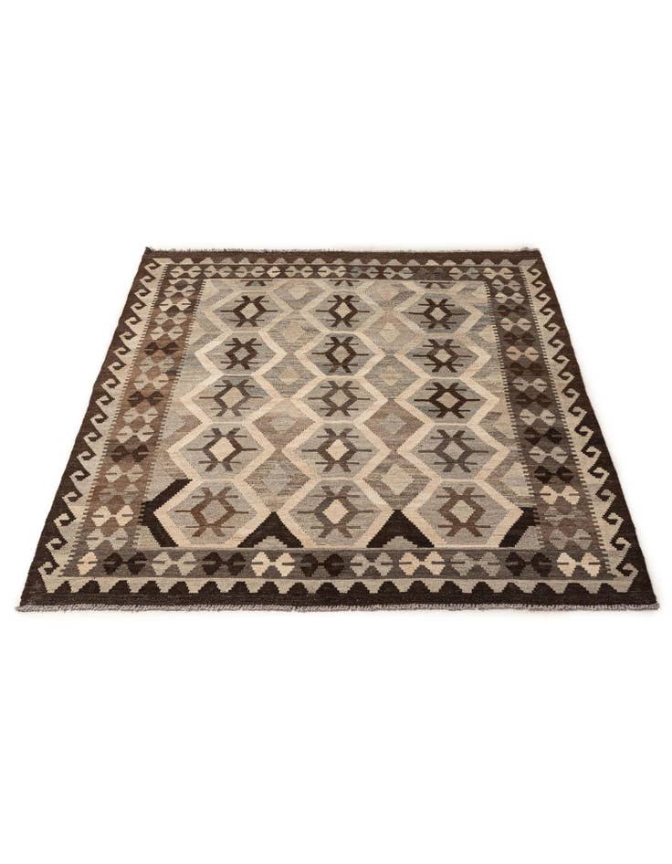 Detail image of  5' x 6' 6  Hand Woven Kilim Maymana Wool Rug