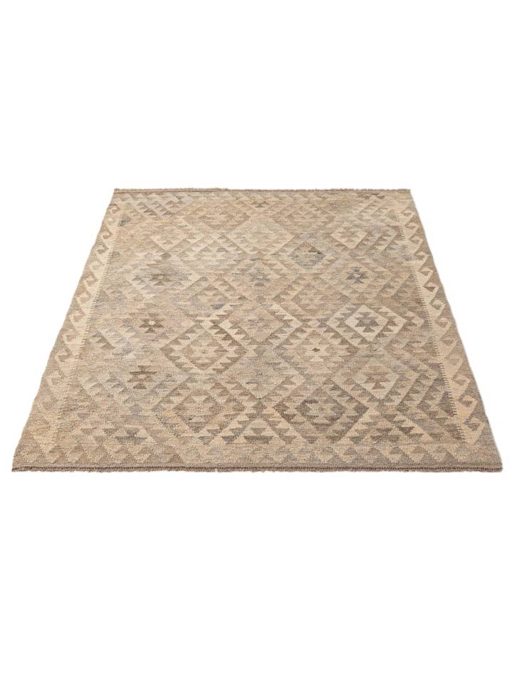 Detail image of  5' 3 x 6' 7  Hand Woven Kilim Maymana Wool Rug