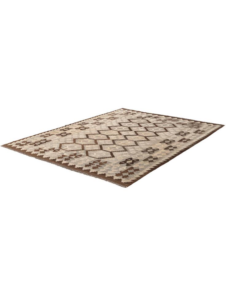 Detail image of  5' 1 x 6' 7  Hand Woven Kilim Maymana Wool Rug