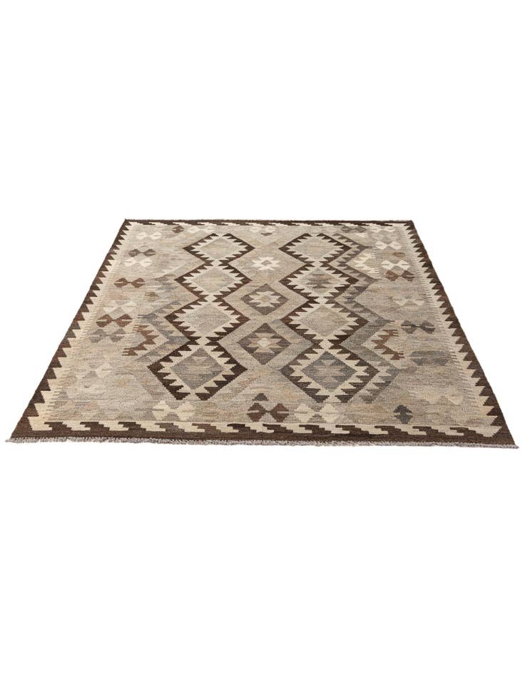 Detail image of  5' 1 x 6' 8  Hand Woven Kilim Maymana Wool Rug