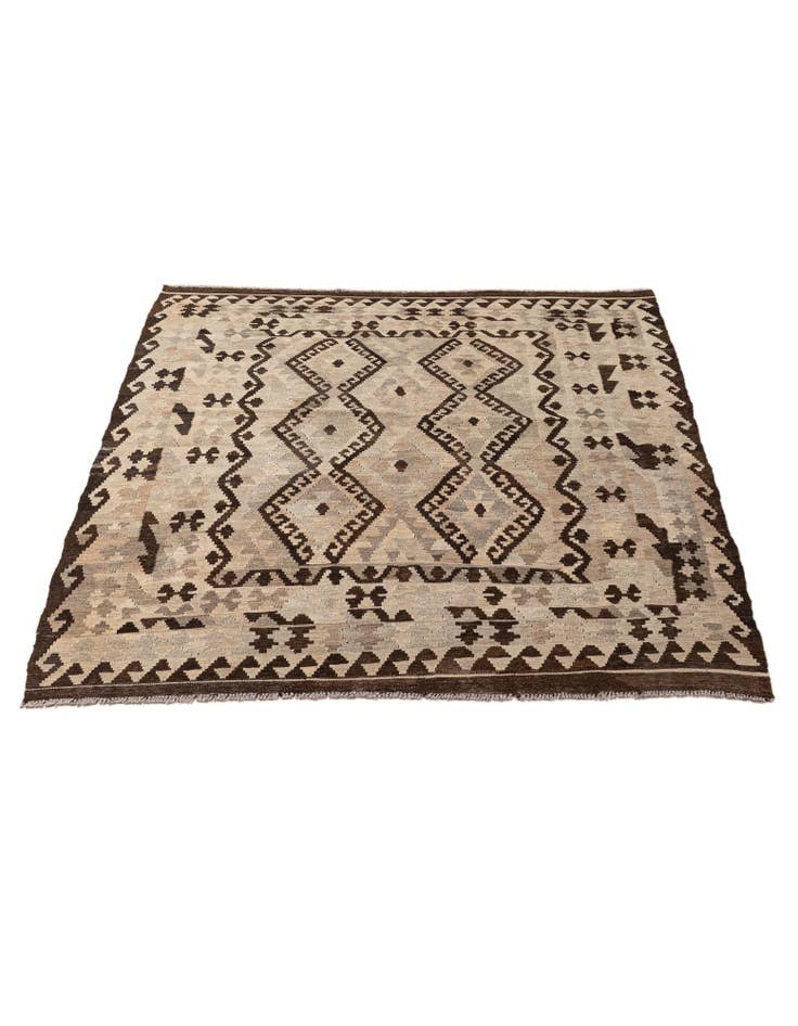 Detail image of  5' 4 x 6' 10  Hand Woven Kilim Maymana Wool Rug