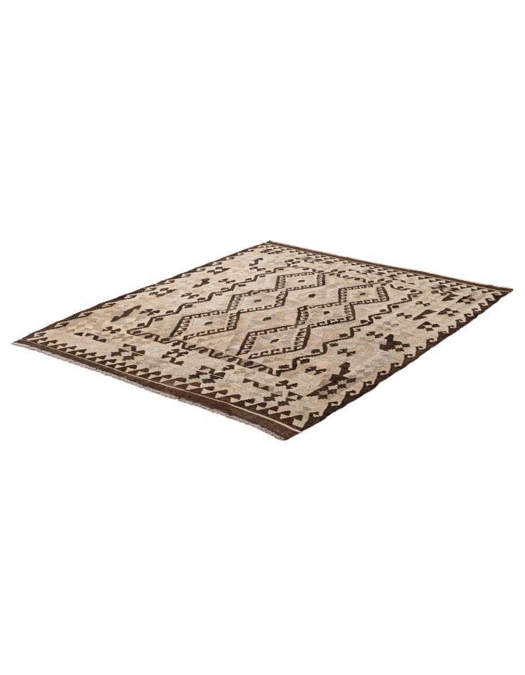 Detail image of  5' 4 x 6' 10  Hand Woven Kilim Maymana Wool Rug