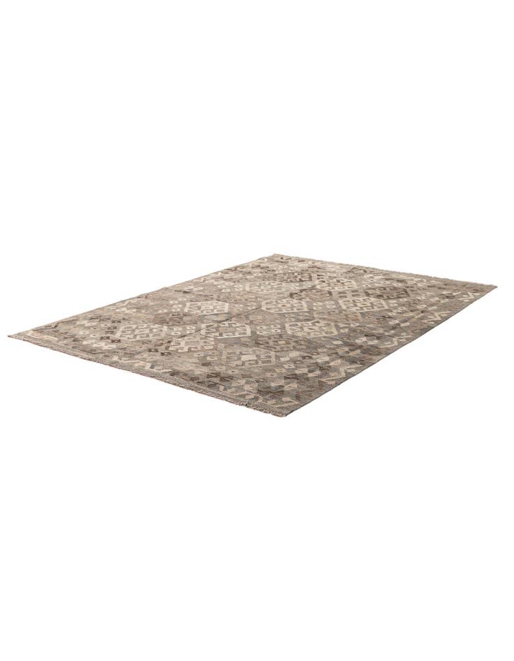 Detail image of  5' 10 x 8'  Hand Woven Kilim Maymana Wool Rug