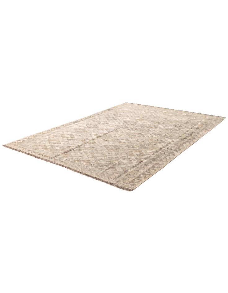 Detail image of  5' 10 x 8'  Hand Woven Kilim Maymana Wool Rug