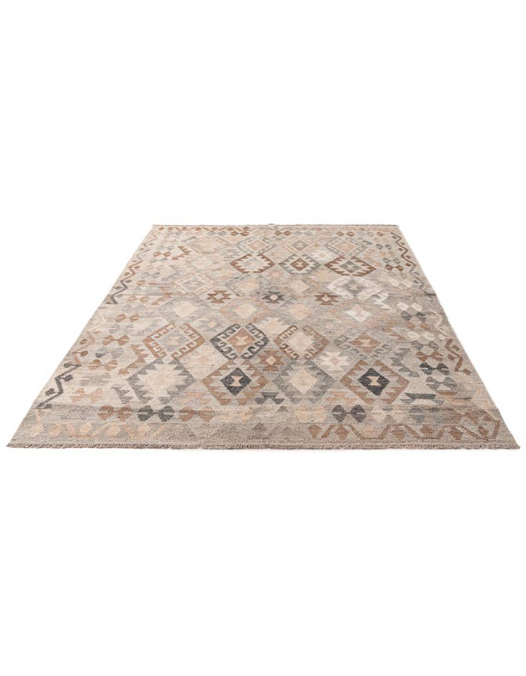 Detail image of  5' 9 x 8'  Hand Woven Kilim Maymana Wool Rug