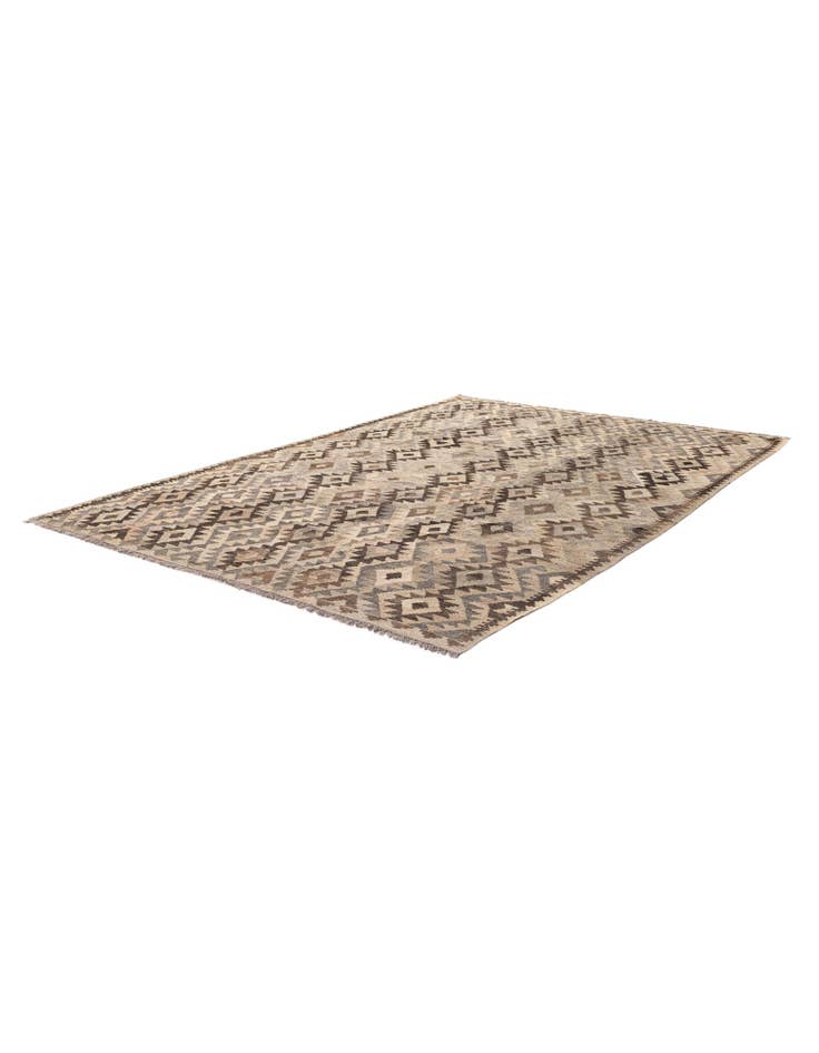 Detail image of  6' 10 x 9' 9  Hand Woven Kilim Maymana Wool Rug