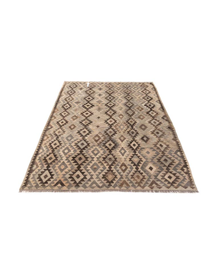 Detail image of  6' 10 x 9' 9  Hand Woven Kilim Maymana Wool Rug