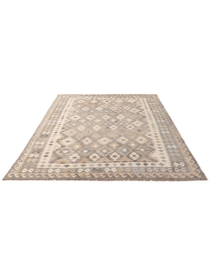 Detail image of  6' 7 x 9' 10  Hand Woven Kilim Maymana Wool Rug