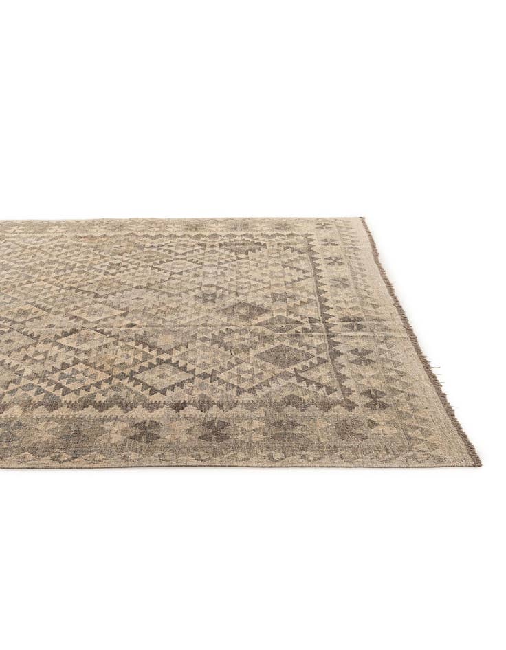 Detail image of  6' 7 x 9' 9  Hand Woven Kilim Maymana Wool Rug
