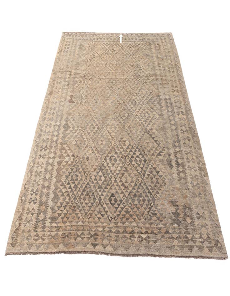 Detail image of  7' 3 x 10' 3  Hand Woven Kilim Maymana Wool Rug