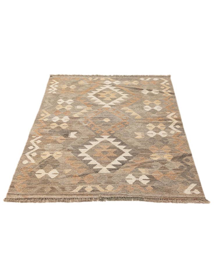 Detail image of  3' 2 x 5'  Hand Woven Kilim Maymana Wool Rug